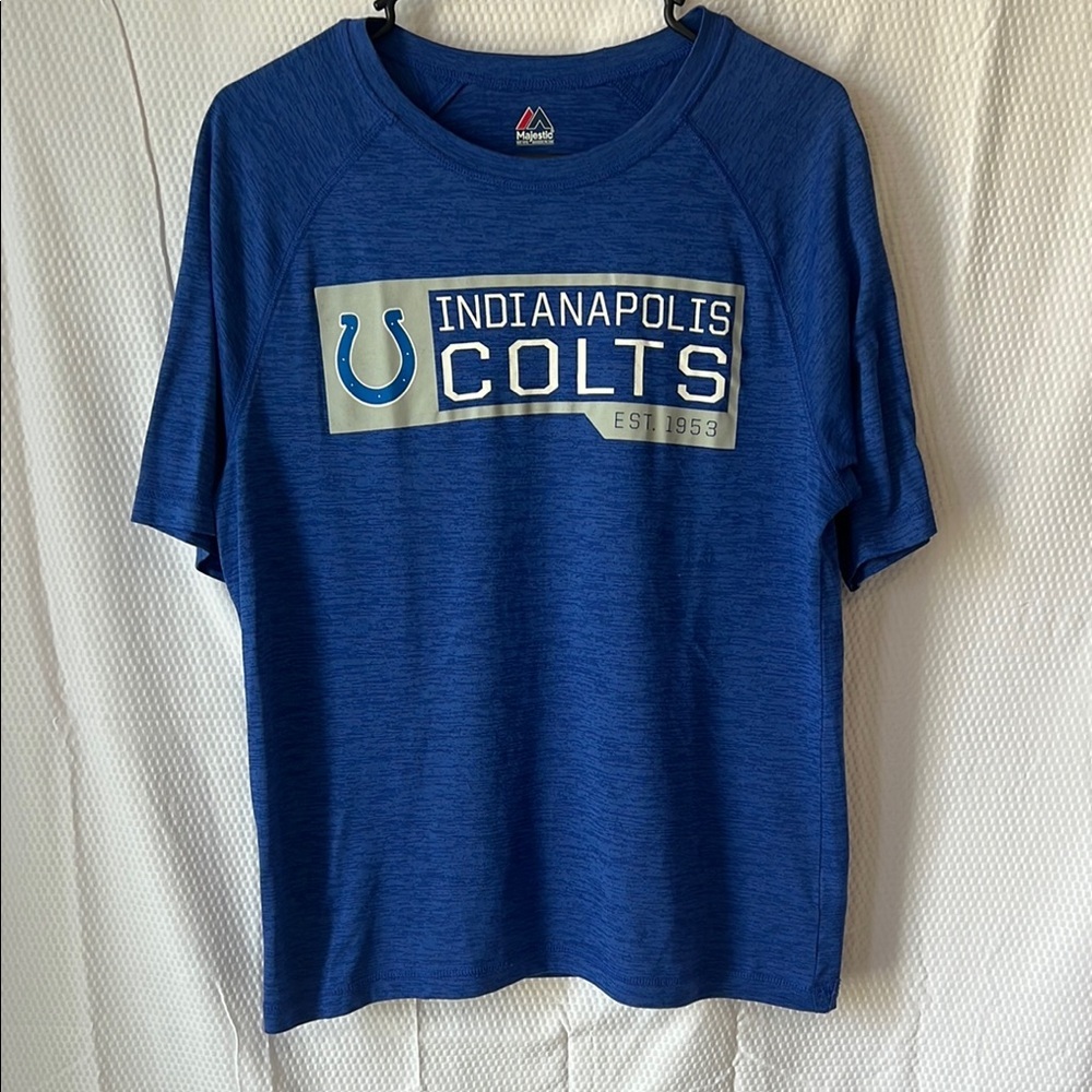 Majestic Indianapolis Colts T Shirt Mens Medium Blue NFL Football Graphic Tee